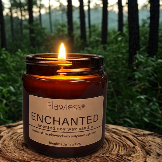 Sandalwood, Amber and Citrus Scented Candle - Enchanted