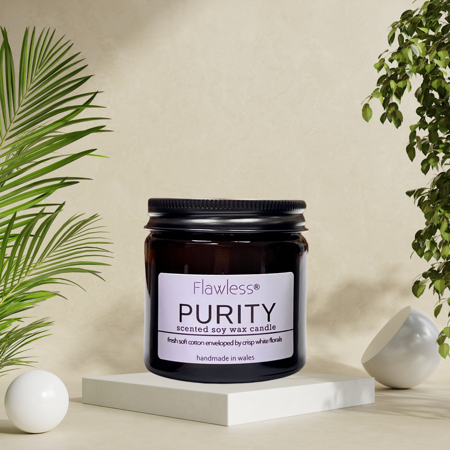 Clean Cotton and Baby Powder Vegan Soy Wax Candle - Purity