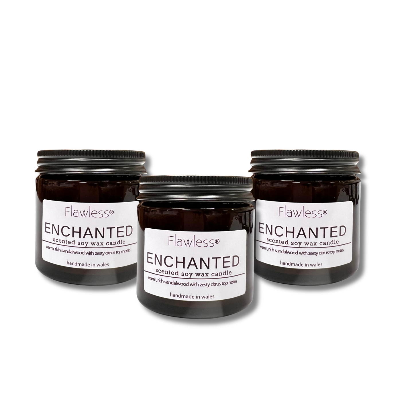 Sandalwood, Amber and Citrus Scented Candle - Enchanted