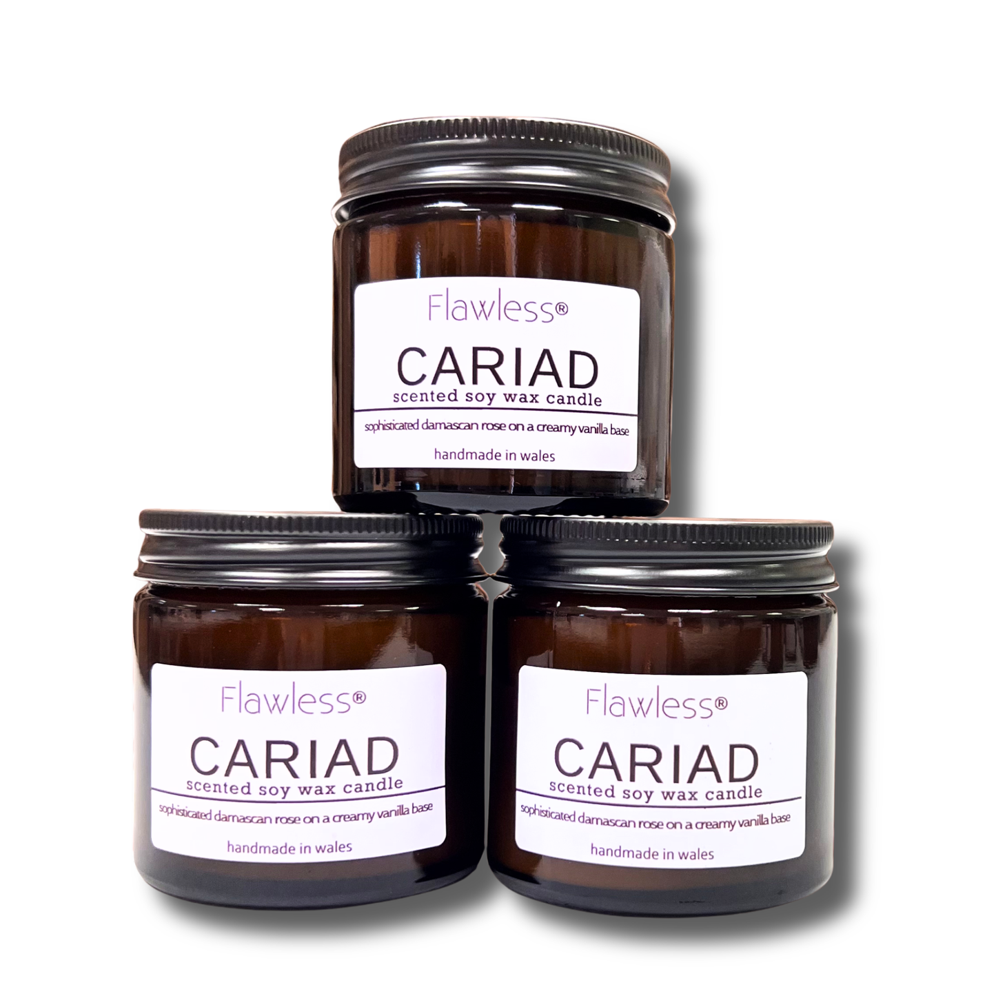 Rose and Vanilla Vegan Scented Candle - Cariad