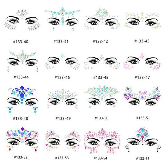1pcs Festival Face Jewels Crystal Body Stickers Make Up Face Gems Glitter Rhinestones Face Sticker for Festival Party Dress Up