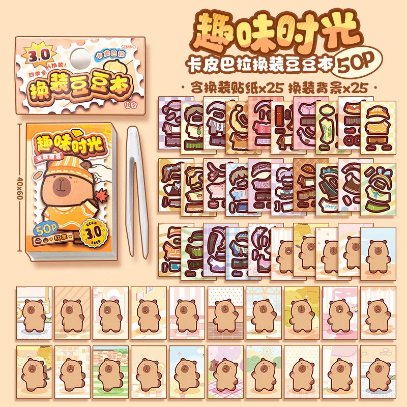 Capibala Dress Up Stickers Creative Four Seasons Scene Bean collection Sticker Children DIY Handmade Sticker Book