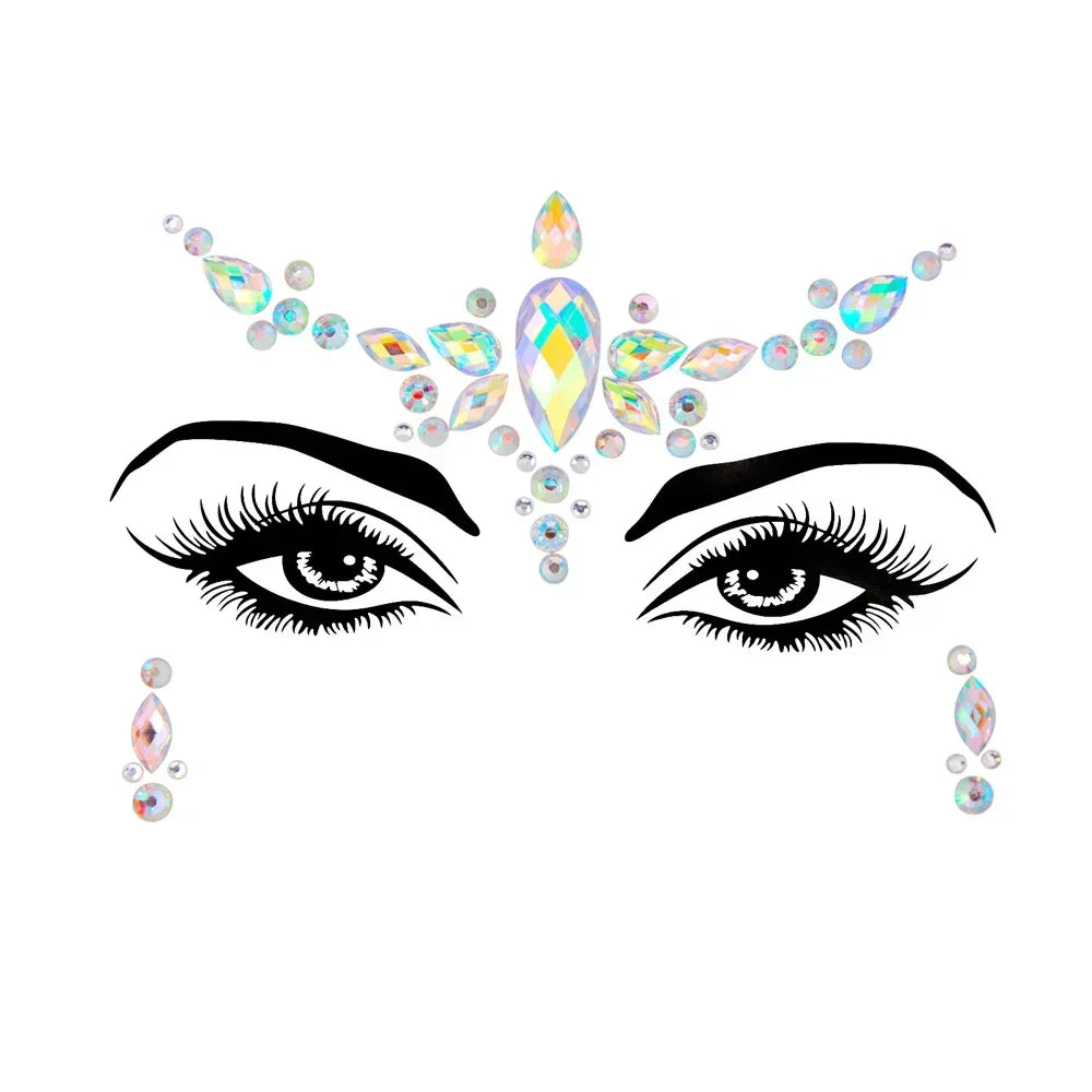1pcs Festival Face Jewels Crystal Body Stickers Make Up Face Gems Glitter Rhinestones Face Sticker for Festival Party Dress Up