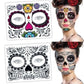 Pop Waterproof Skull Face Temporary Tattoo Stickers Day Of The Dead Facial Makeup Halloween Dress up