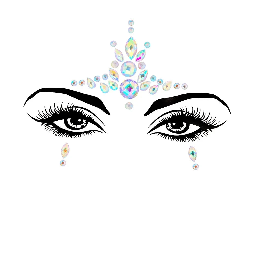 1pcs Festival Face Jewels Crystal Body Stickers Make Up Face Gems Glitter Rhinestones Face Sticker for Festival Party Dress Up
