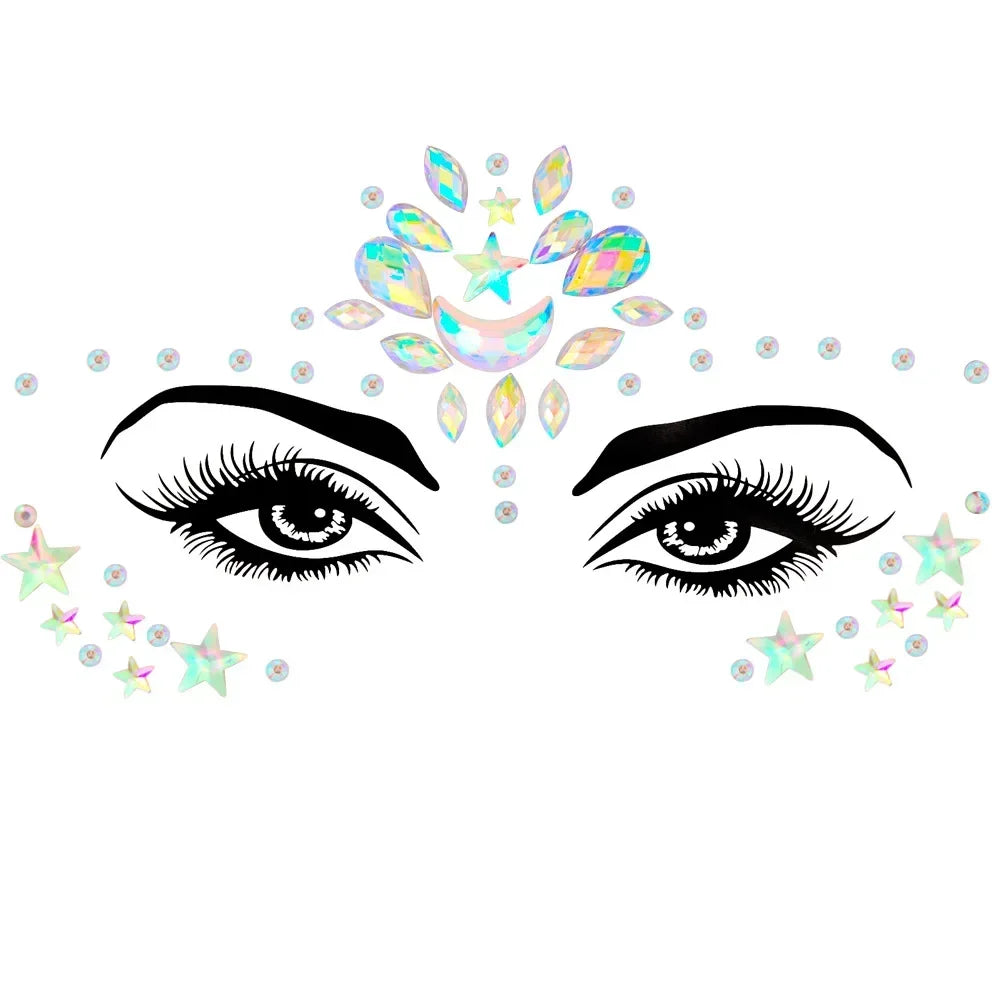 1pcs Festival Face Jewels Crystal Body Stickers Make Up Face Gems Glitter Rhinestones Face Sticker for Festival Party Dress Up
