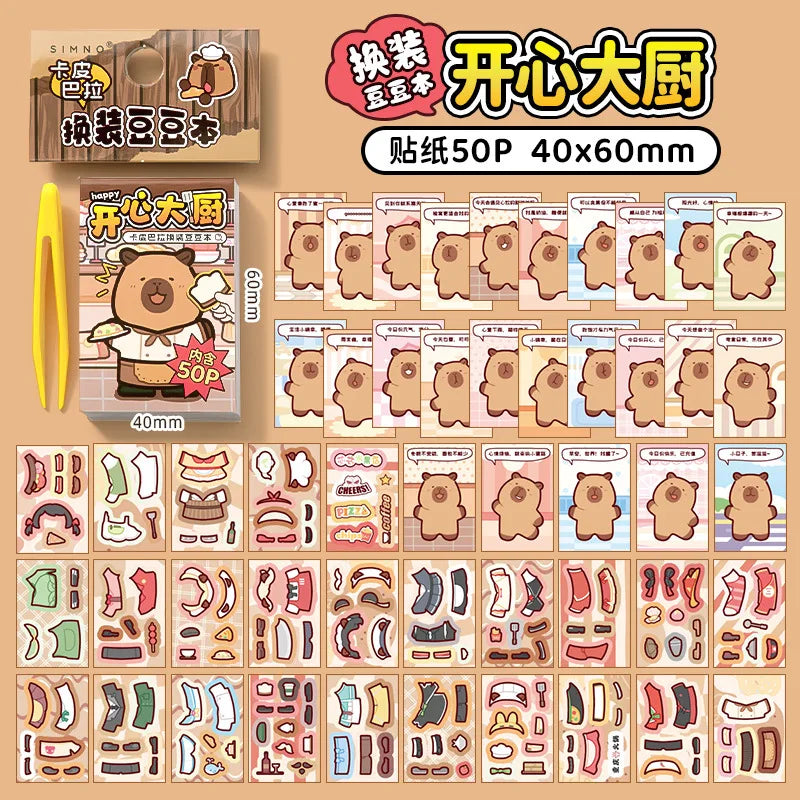 Capibala Dress Up Stickers Creative Four Seasons Scene Bean collection Sticker Children DIY Handmade Sticker Book