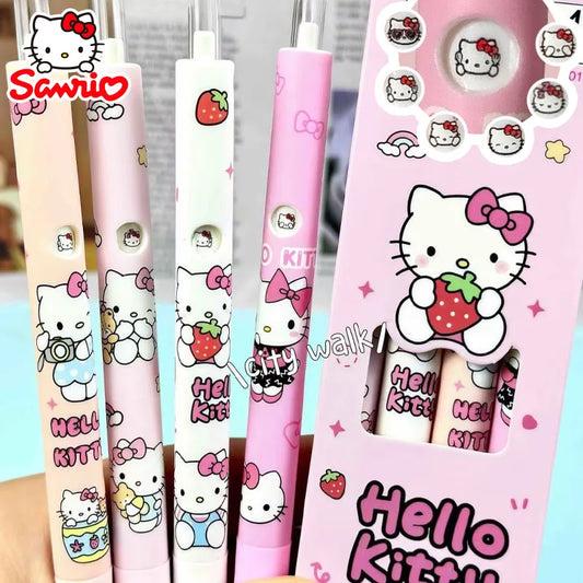 4Pcs Sanrio Hello Kitty Pen Gel Black Bullet Tip Cartoon 0.5mm  Ballpoint Pen School Office Supplies Stationery Accessories Gift