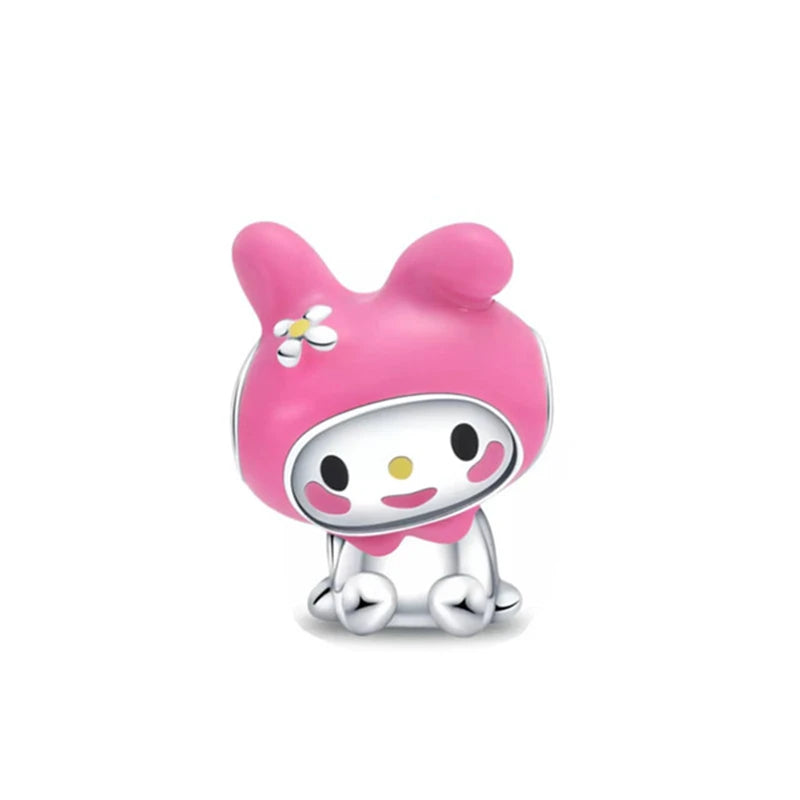 Silver 925 Original Miniso Hello Kitty Sanrio Kuromi Melody Big-Eyed Frog Charms Fit Women Jewelry Bracelet Beads Pendant Charm