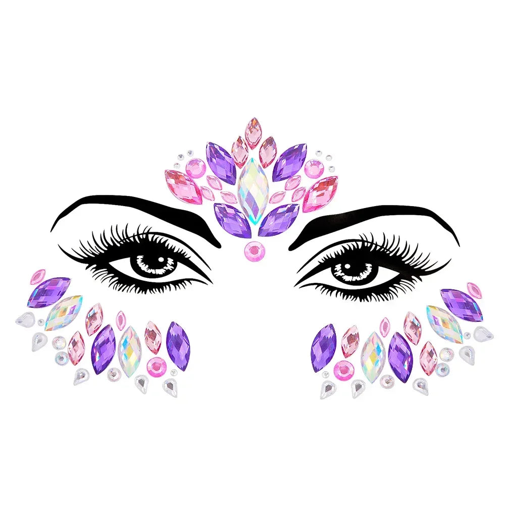 1pcs Festival Face Jewels Crystal Body Stickers Make Up Face Gems Glitter Rhinestones Face Sticker for Festival Party Dress Up