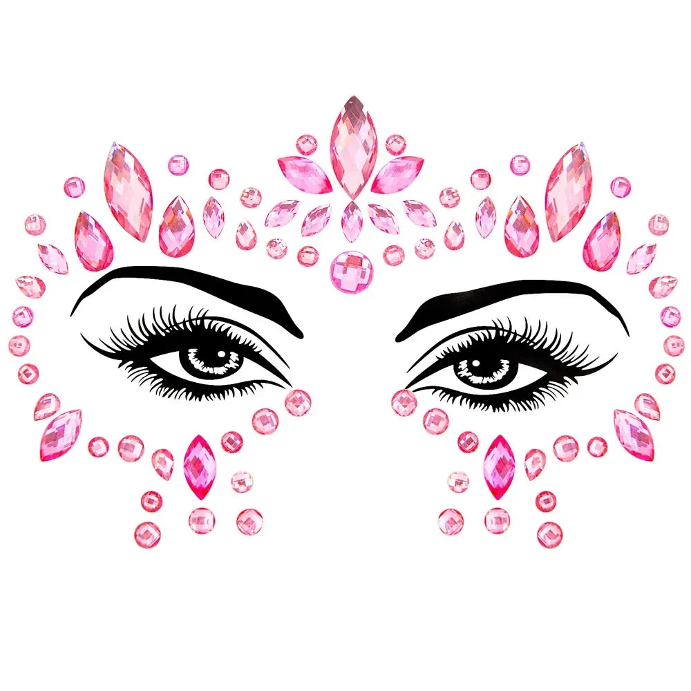 1pcs Festival Face Jewels Crystal Body Stickers Make Up Face Gems Glitter Rhinestones Face Sticker for Festival Party Dress Up