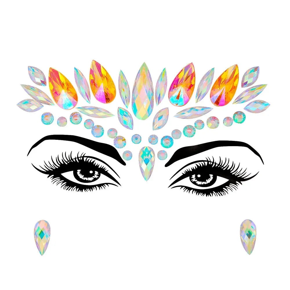 1pcs Festival Face Jewels Crystal Body Stickers Make Up Face Gems Glitter Rhinestones Face Sticker for Festival Party Dress Up