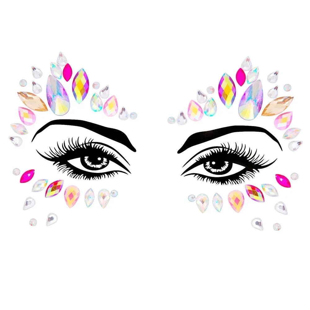 1pcs Festival Face Jewels Crystal Body Stickers Make Up Face Gems Glitter Rhinestones Face Sticker for Festival Party Dress Up
