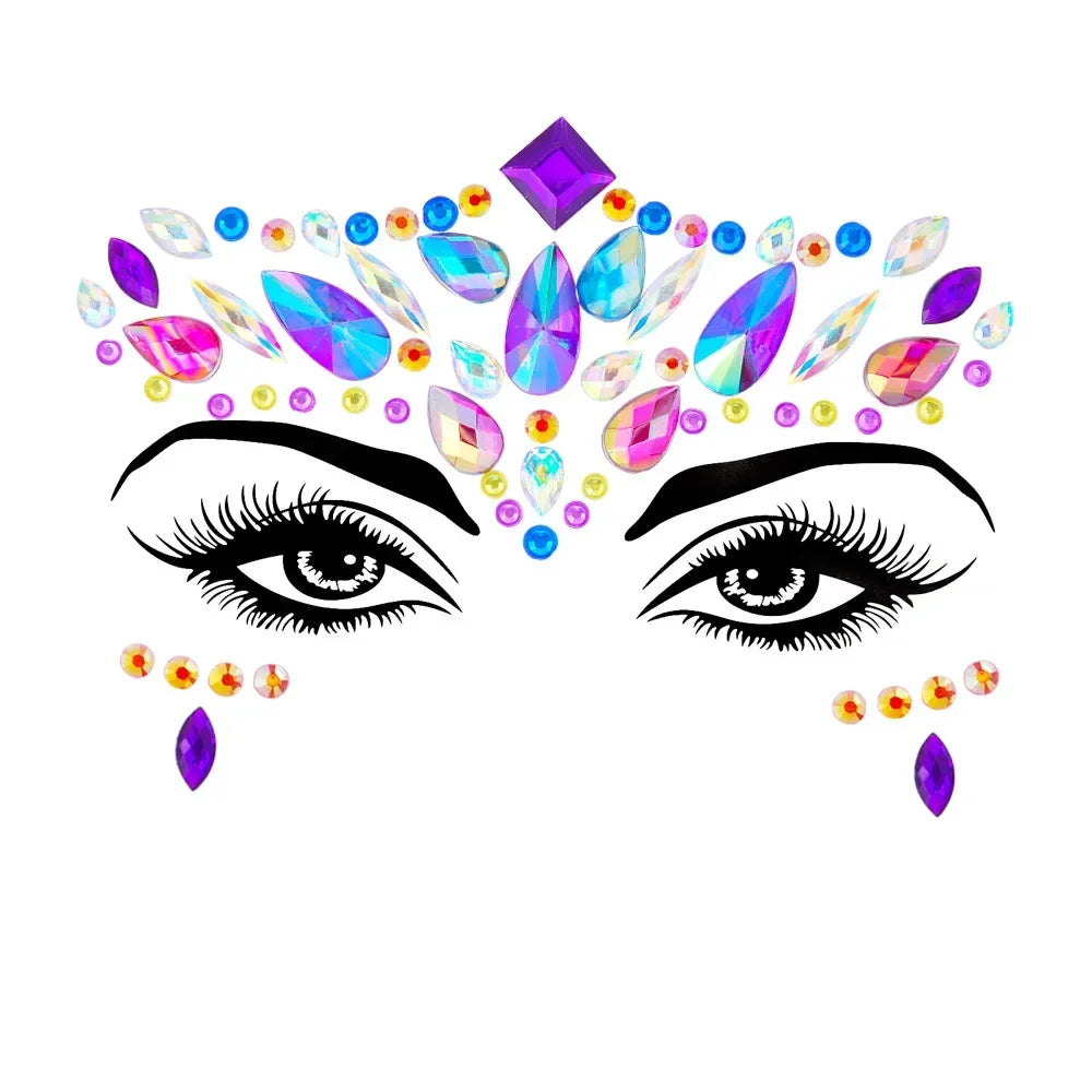 1pcs Festival Face Jewels Crystal Body Stickers Make Up Face Gems Glitter Rhinestones Face Sticker for Festival Party Dress Up