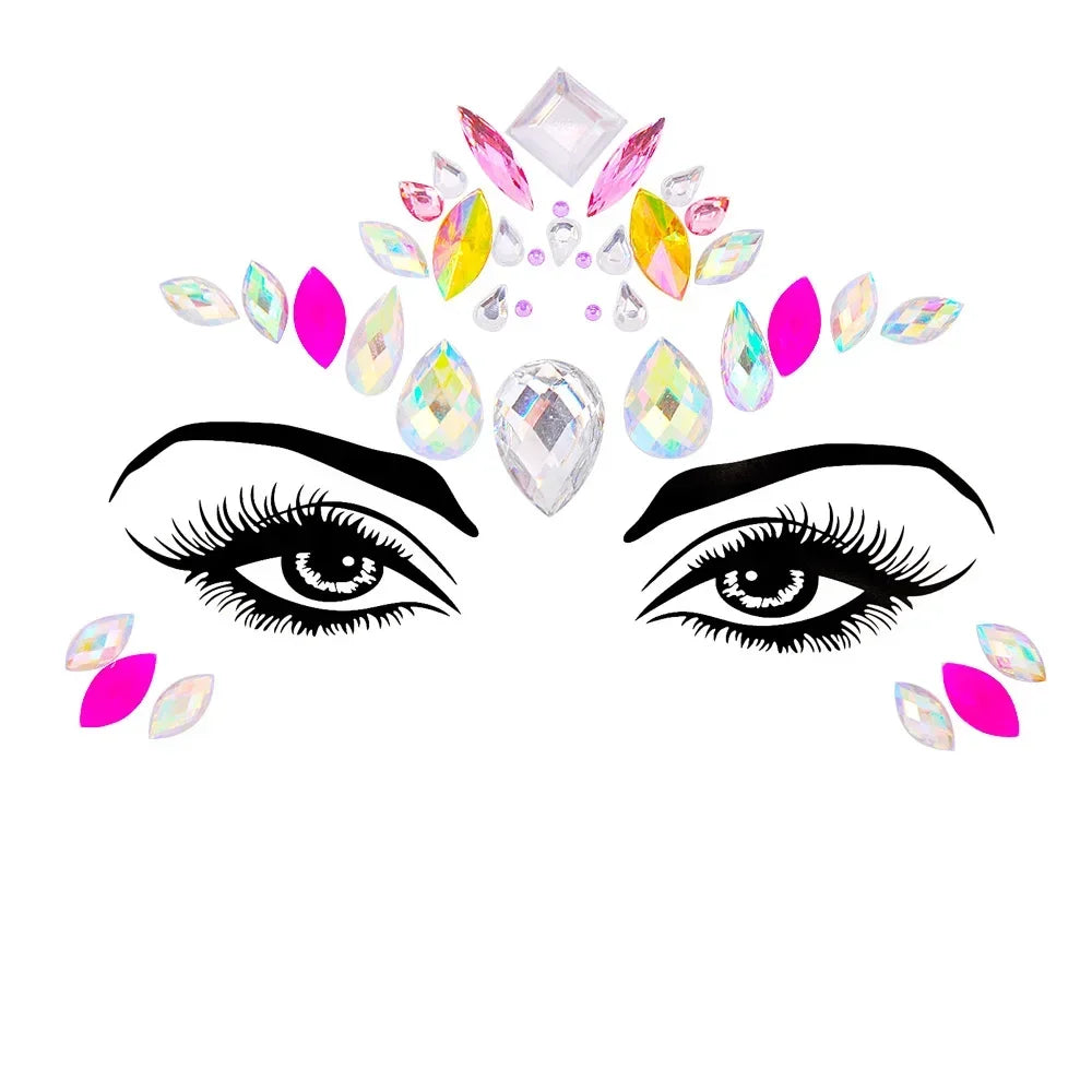 1pcs Festival Face Jewels Crystal Body Stickers Make Up Face Gems Glitter Rhinestones Face Sticker for Festival Party Dress Up