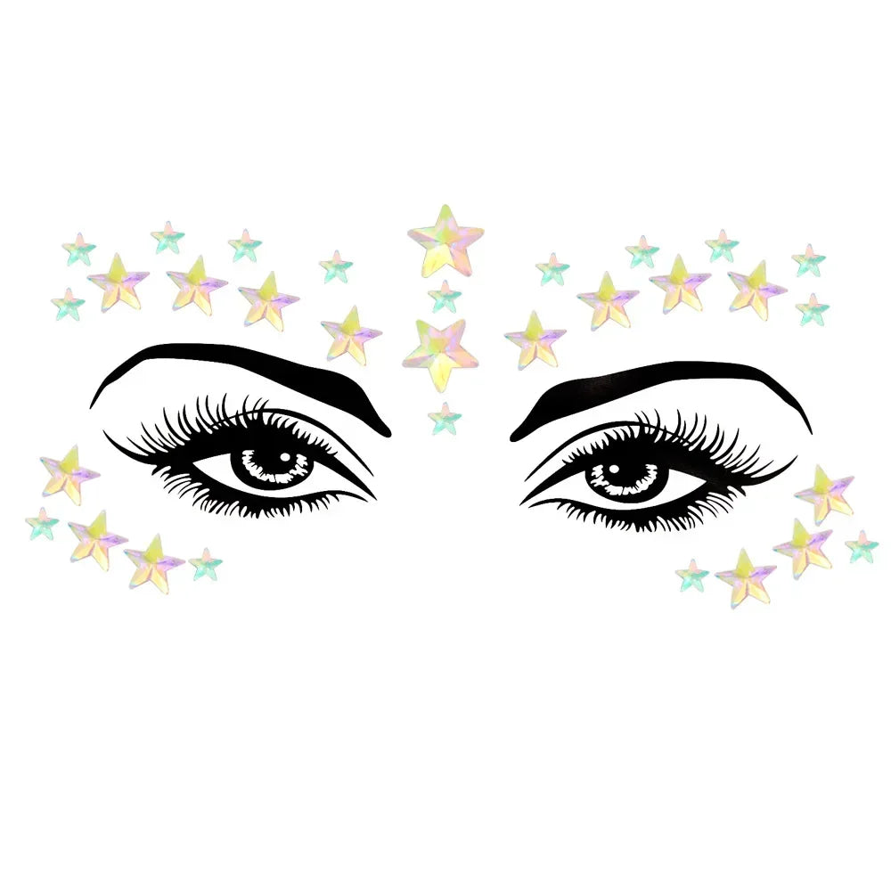 1pcs Festival Face Jewels Crystal Body Stickers Make Up Face Gems Glitter Rhinestones Face Sticker for Festival Party Dress Up