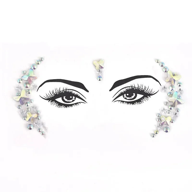 1pcs Festival Face Jewels Crystal Body Stickers Make Up Face Gems Glitter Rhinestones Face Sticker for Festival Party Dress Up