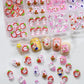 12Grid 3D Mixed Strawberry Hello Kitty Nail Charms Cartoon Red Pink Dress Kitty Cat Rhinestones Kawaii DIY Nail Art Decoration