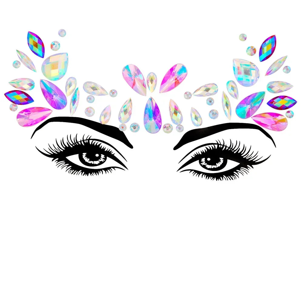 1pcs Festival Face Jewels Crystal Body Stickers Make Up Face Gems Glitter Rhinestones Face Sticker for Festival Party Dress Up