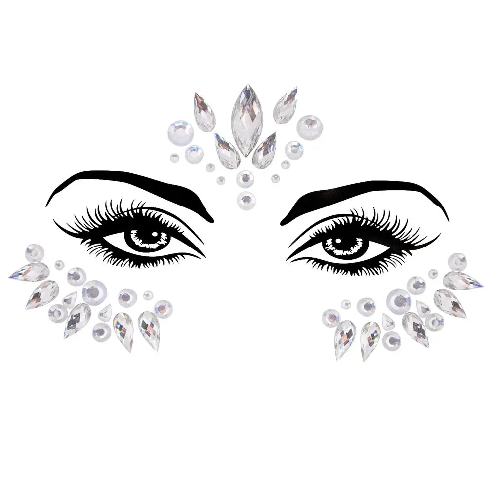 1pcs Festival Face Jewels Crystal Body Stickers Make Up Face Gems Glitter Rhinestones Face Sticker for Festival Party Dress Up