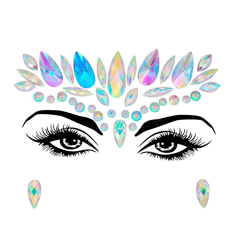 1pcs Festival Face Jewels Crystal Body Stickers Make Up Face Gems Glitter Rhinestones Face Sticker for Festival Party Dress Up
