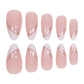 24PCS/1BOX Droplet shaped Double layered French Dress Sweet Nail Patch Bright Light Color Fake Nail