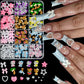 12Grid 3D Mixed Strawberry Hello Kitty Nail Charms Cartoon Red Pink Dress Kitty Cat Rhinestones Kawaii DIY Nail Art Decoration