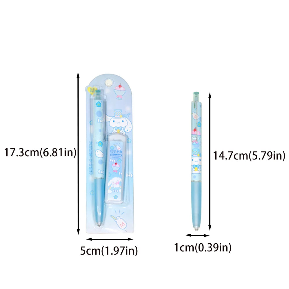 4Pcs/Set Sanrio Melody Mechanical Pencil 0.5mm Press Pencils Cute Kuromi Cinnamoroll Pochacco Pencil Students Stationery Gifts