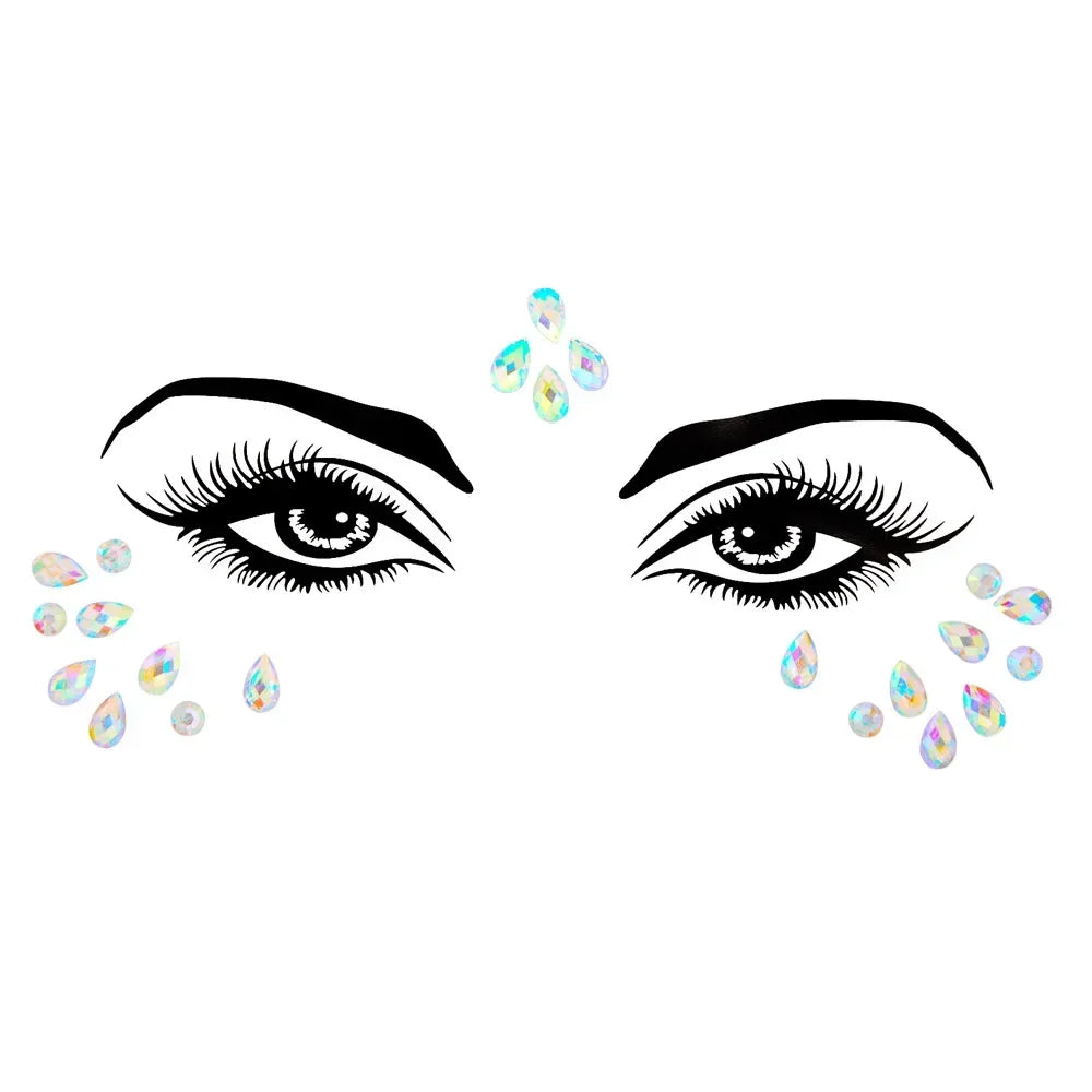 1pcs Festival Face Jewels Crystal Body Stickers Make Up Face Gems Glitter Rhinestones Face Sticker for Festival Party Dress Up