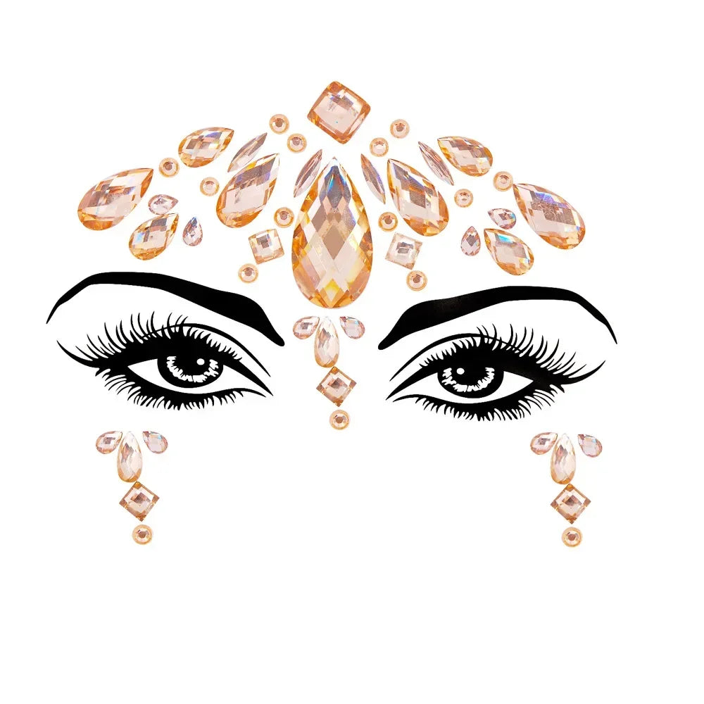1pcs Festival Face Jewels Crystal Body Stickers Make Up Face Gems Glitter Rhinestones Face Sticker for Festival Party Dress Up