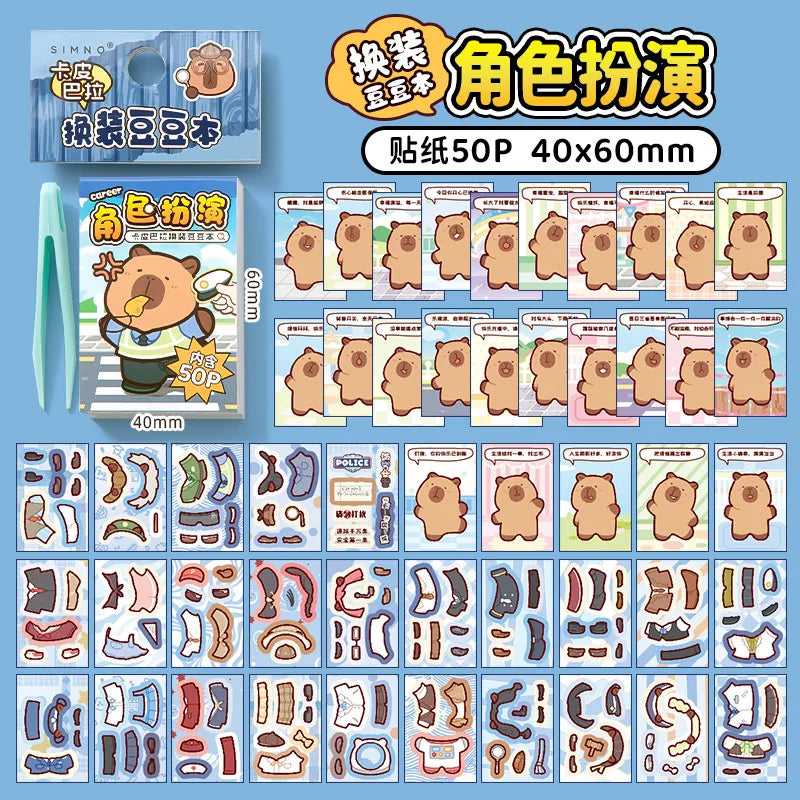 Capibala Dress Up Stickers Creative Four Seasons Scene Bean collection Sticker Children DIY Handmade Sticker Book
