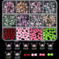 12Grid 3D Mixed Strawberry Hello Kitty Nail Charms Cartoon Red Pink Dress Kitty Cat Rhinestones Kawaii DIY Nail Art Decoration