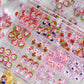 12Grid 3D Mixed Strawberry Hello Kitty Nail Charms Cartoon Red Pink Dress Kitty Cat Rhinestones Kawaii DIY Nail Art Decoration