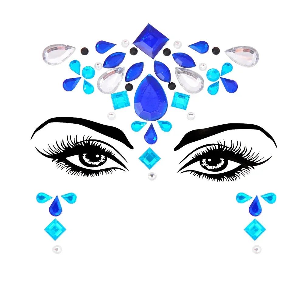 1pcs Festival Face Jewels Crystal Body Stickers Make Up Face Gems Glitter Rhinestones Face Sticker for Festival Party Dress Up