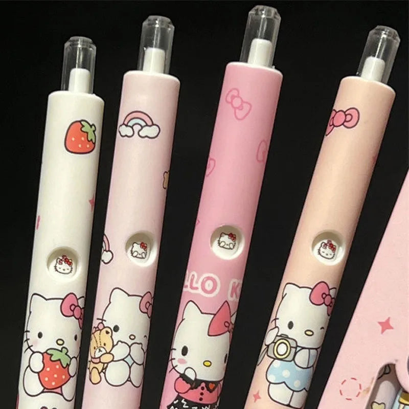 4Pcs Sanrio Hello Kitty Pen Gel Black Bullet Tip Cartoon 0.5mm  Ballpoint Pen School Office Supplies Stationery Accessories Gift
