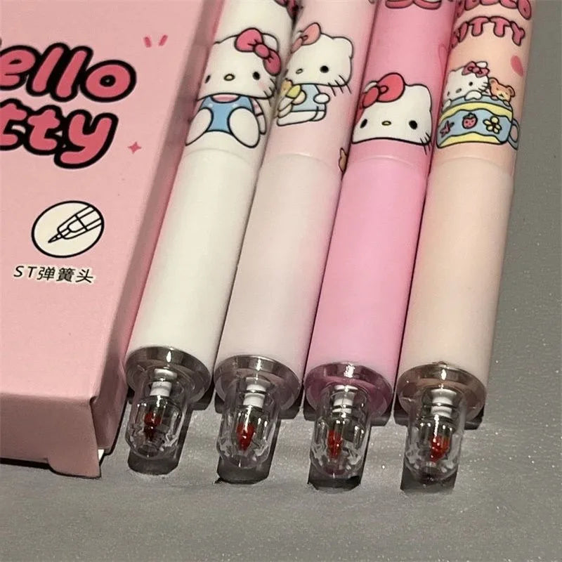 4Pcs Sanrio Hello Kitty Pen Gel Black Bullet Tip Cartoon 0.5mm  Ballpoint Pen School Office Supplies Stationery Accessories Gift