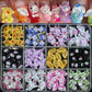 12Grid 3D Mixed Strawberry Hello Kitty Nail Charms Cartoon Red Pink Dress Kitty Cat Rhinestones Kawaii DIY Nail Art Decoration