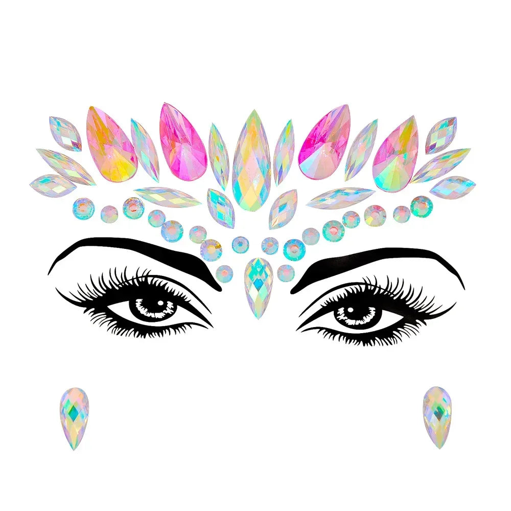 1pcs Festival Face Jewels Crystal Body Stickers Make Up Face Gems Glitter Rhinestones Face Sticker for Festival Party Dress Up