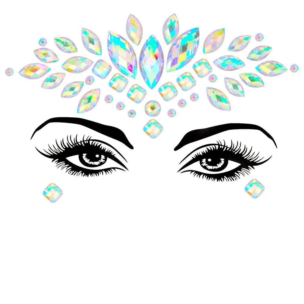 1pcs Festival Face Jewels Crystal Body Stickers Make Up Face Gems Glitter Rhinestones Face Sticker for Festival Party Dress Up