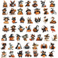 50PCS Cartoon Halloween Dress Up Pumpkin Head PET Plastic Stickers Laptop Phone Case Gift Decoration