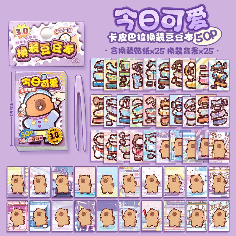 Capibala Dress Up Stickers Creative Four Seasons Scene Bean collection Sticker Children DIY Handmade Sticker Book