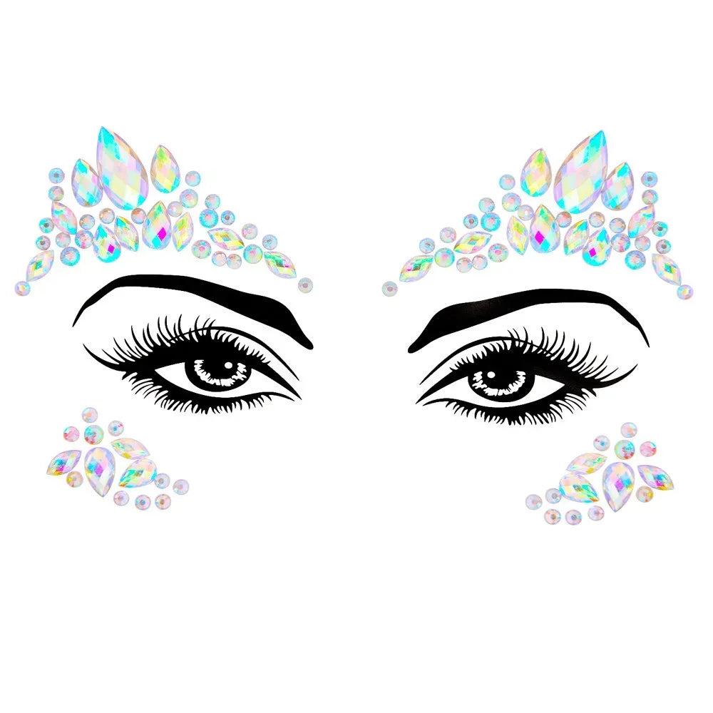 1pcs Festival Face Jewels Crystal Body Stickers Make Up Face Gems Glitter Rhinestones Face Sticker for Festival Party Dress Up