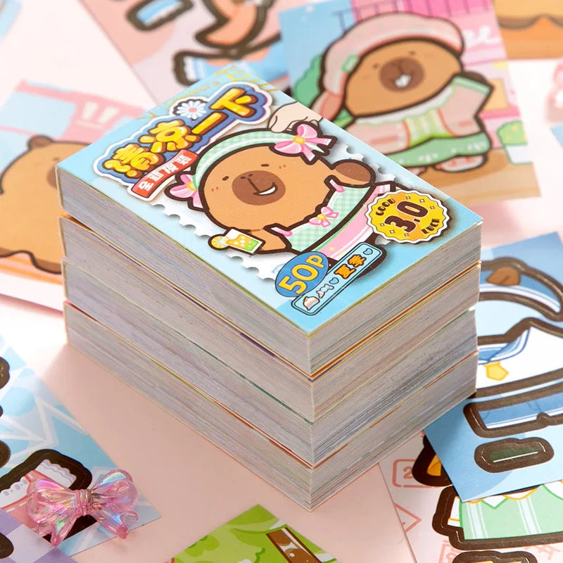Capibala Dress Up Stickers Creative Four Seasons Scene Bean collection Sticker Children DIY Handmade Sticker Book