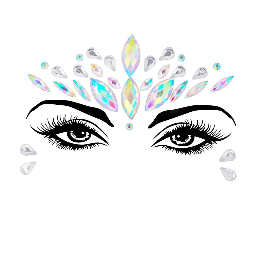 1pcs Festival Face Jewels Crystal Body Stickers Make Up Face Gems Glitter Rhinestones Face Sticker for Festival Party Dress Up