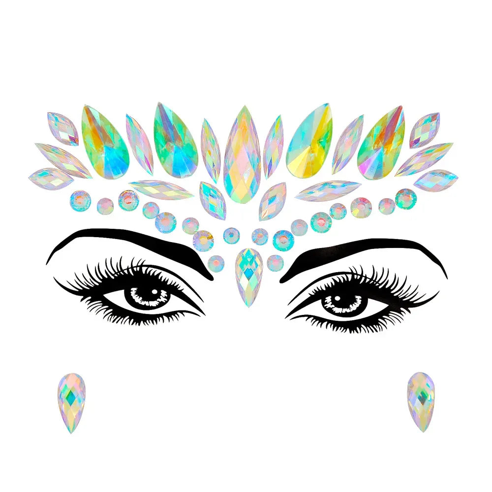 1pcs Festival Face Jewels Crystal Body Stickers Make Up Face Gems Glitter Rhinestones Face Sticker for Festival Party Dress Up