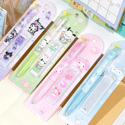 4Pcs/Set Sanrio Melody Mechanical Pencil 0.5mm Press Pencils Cute Kuromi Cinnamoroll Pochacco Pencil Students Stationery Gifts