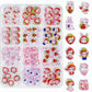 12Grid 3D Mixed Strawberry Hello Kitty Nail Charms Cartoon Red Pink Dress Kitty Cat Rhinestones Kawaii DIY Nail Art Decoration