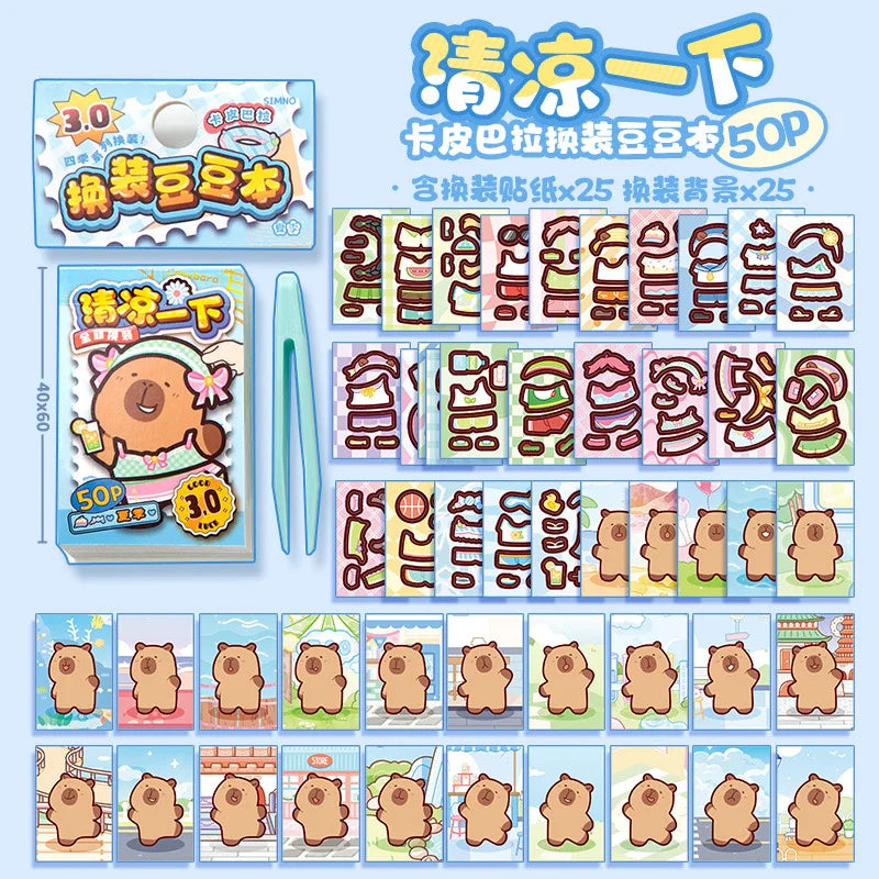 Capibala Dress Up Stickers Creative Four Seasons Scene Bean collection Sticker Children DIY Handmade Sticker Book