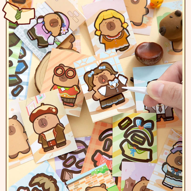 Capibala Dress Up Stickers Creative Four Seasons Scene Bean collection Sticker Children DIY Handmade Sticker Book