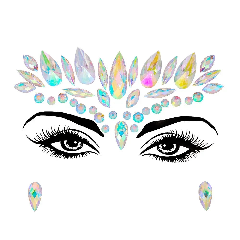 1pcs Festival Face Jewels Crystal Body Stickers Make Up Face Gems Glitter Rhinestones Face Sticker for Festival Party Dress Up